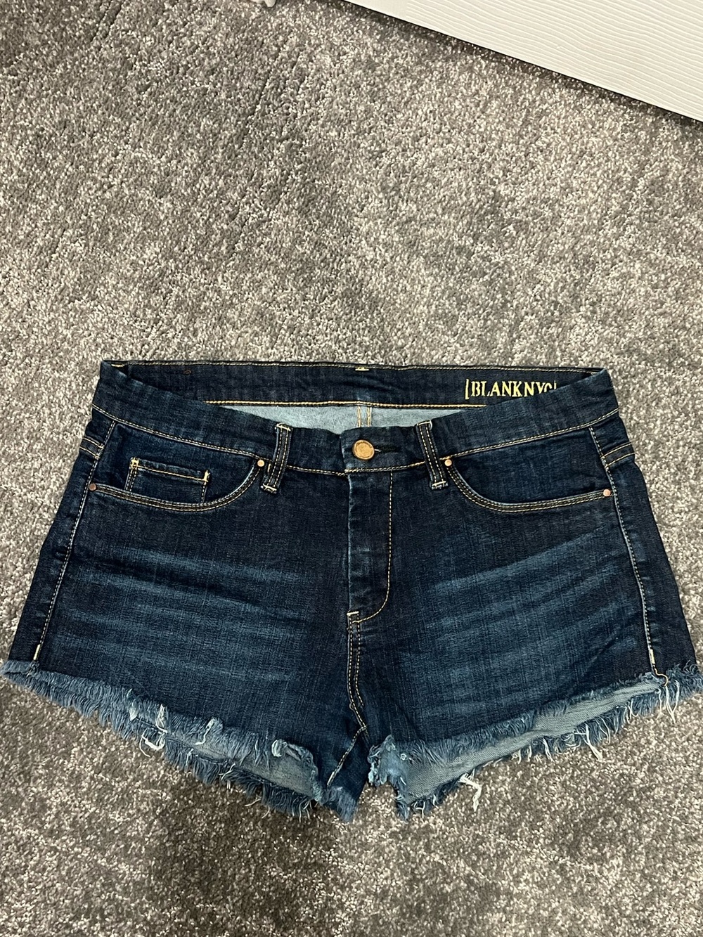 BLANK NYC Dark Wash Frayed Hem Denim Cutoff Jean Shorts Size 29